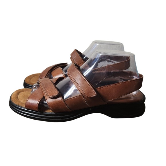 Contours by Softwalk Terry Leather Brown Comfort Sandals Women's Size 10 - Picture 1 of 9